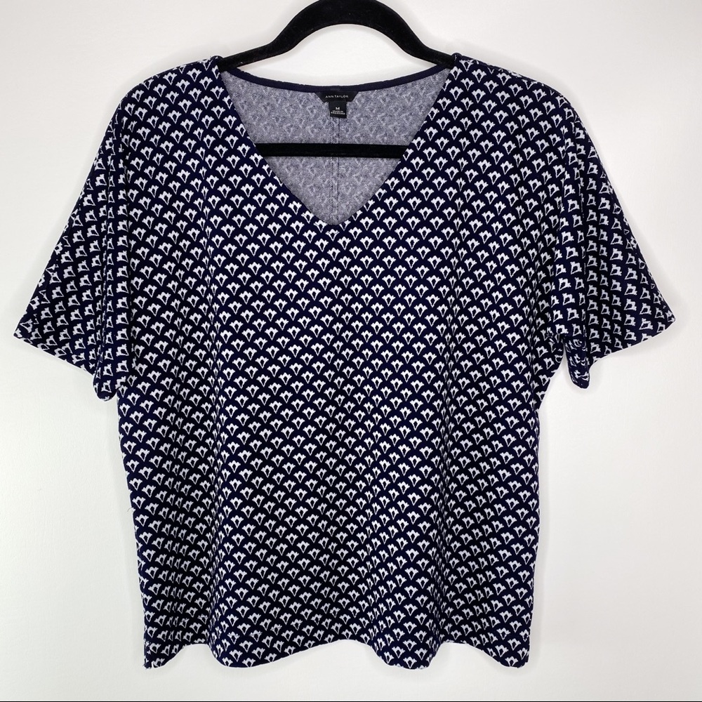 Ann Taylor Blue Deco Dolman Tee